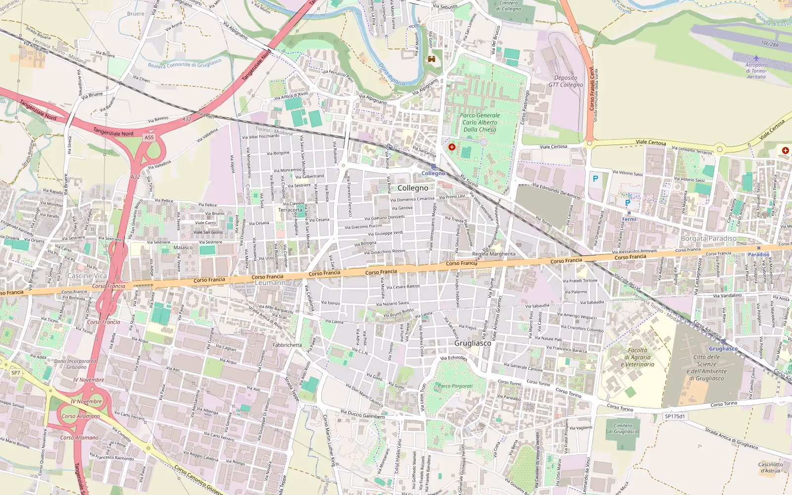 Mappa di Collegno e Grugliasco